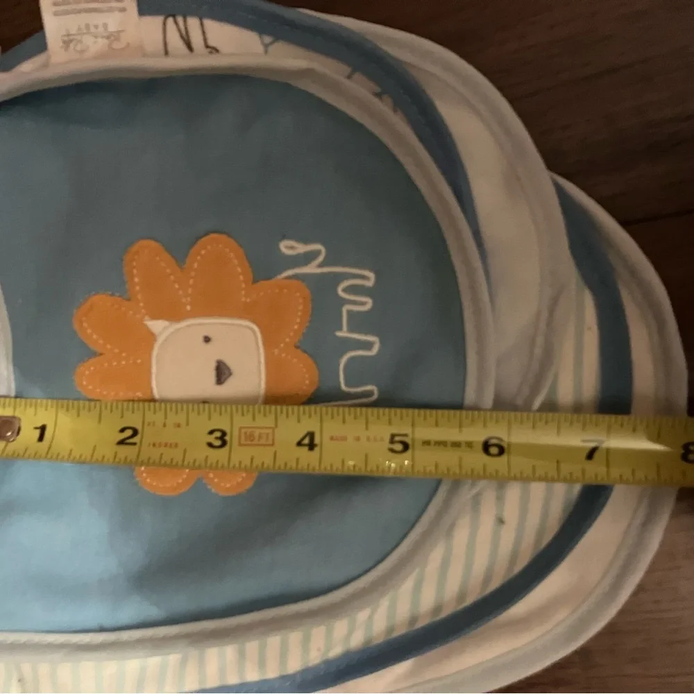 BonBebe Baby Bibs Lot of 5 New 6x6 Inches Blue/White/Lion